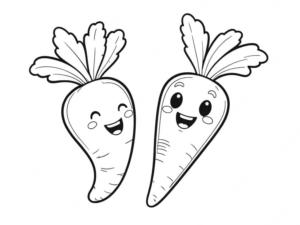 Two carrots coloring page