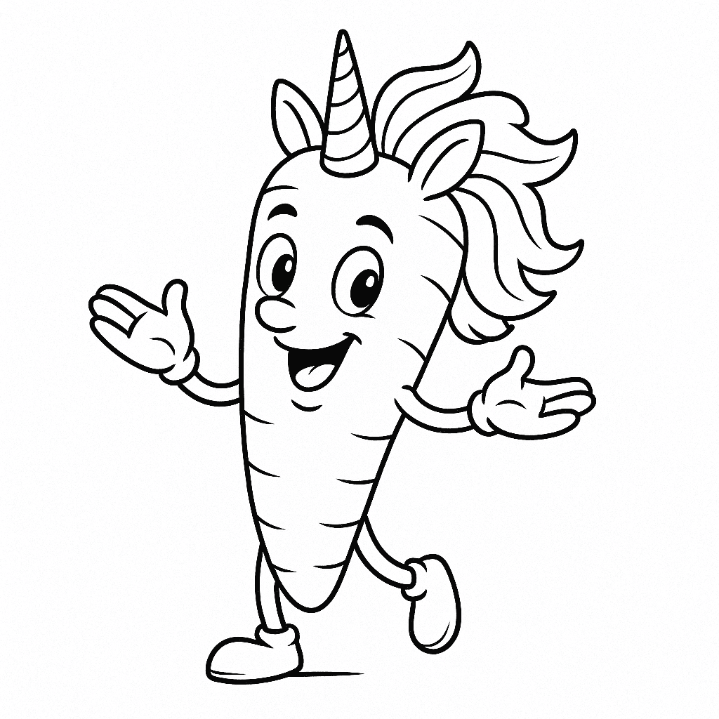 Unicorn carrot coloring page