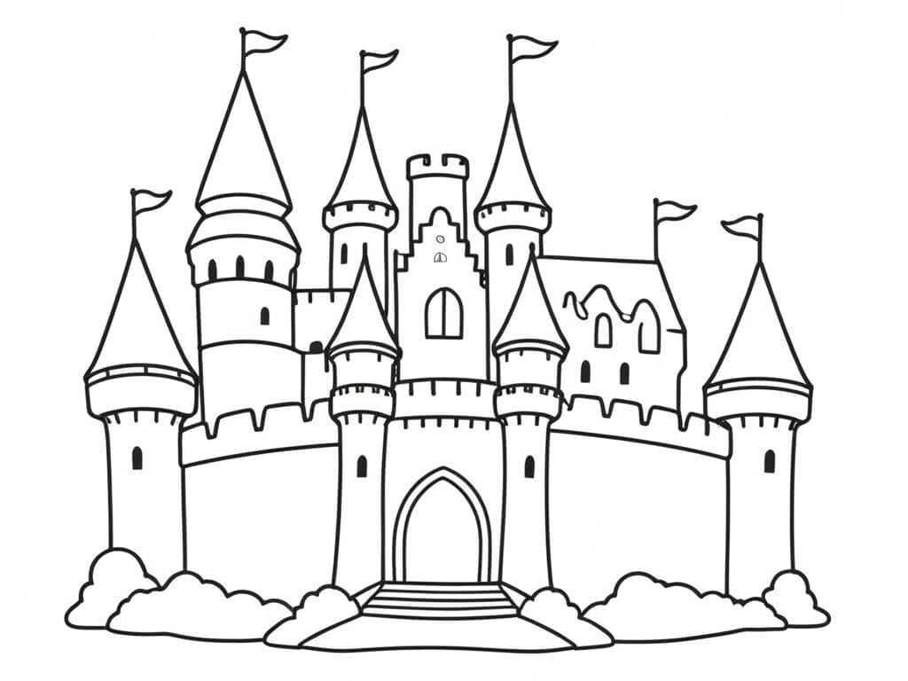 Large Castle Coloring Page