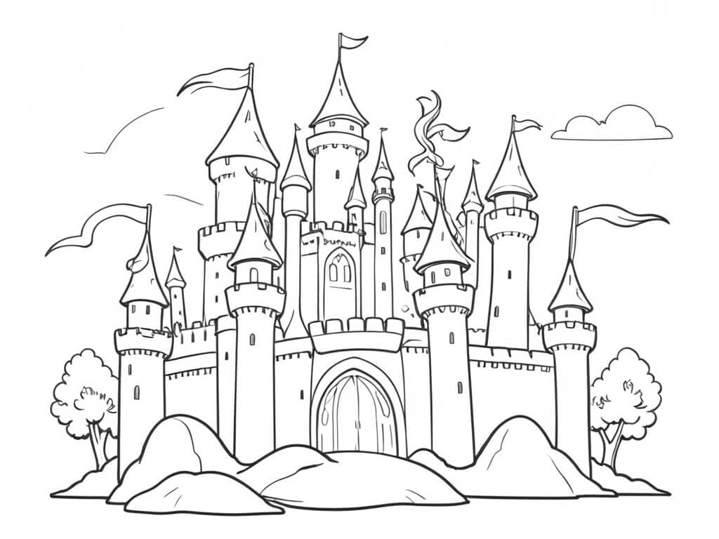 Medieval Castle Coloring Page