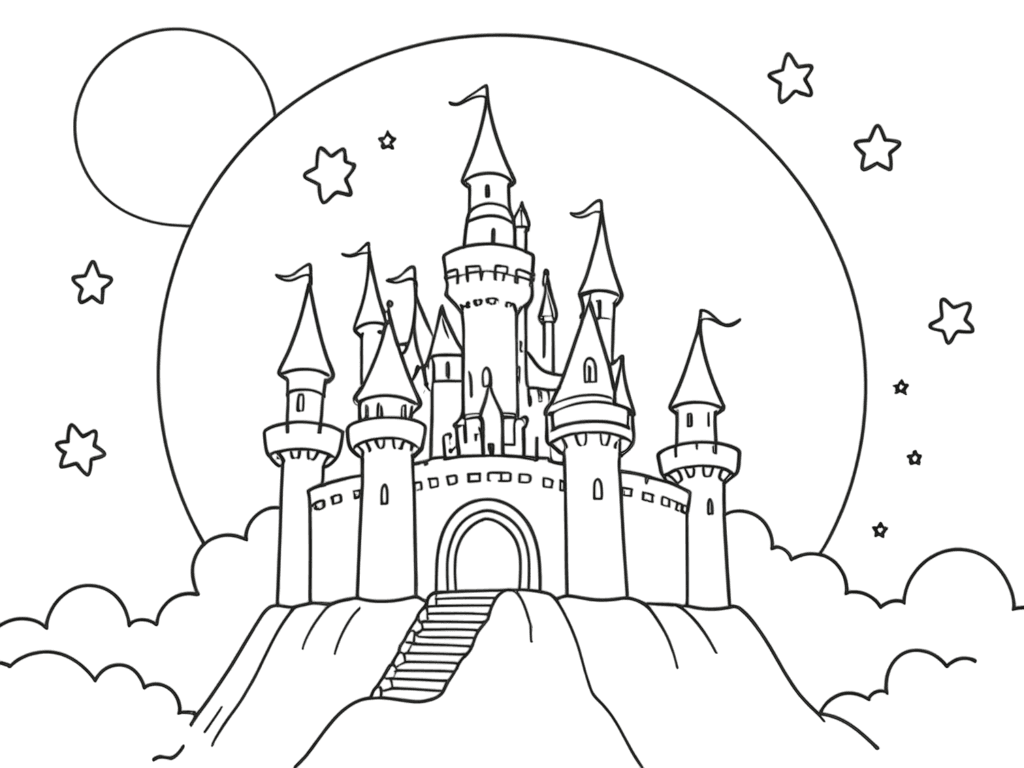 Sky Castle Coloring Page