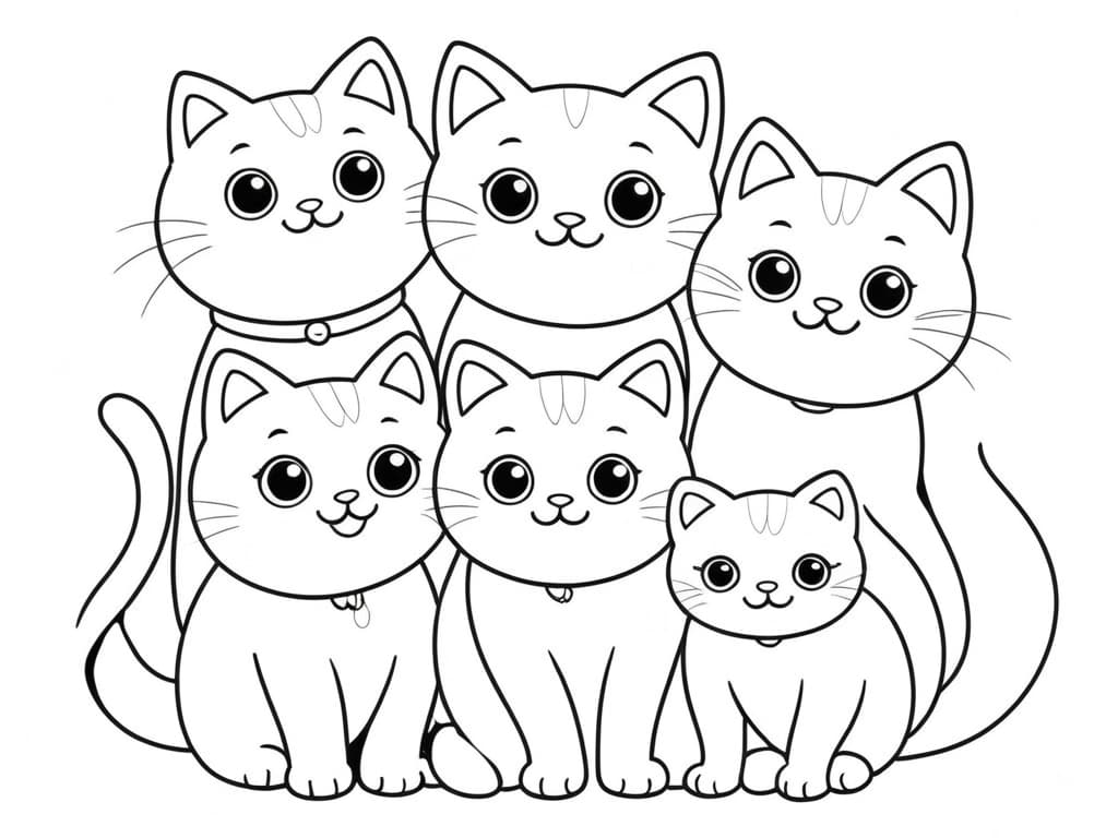 Cat Family Coloring Page