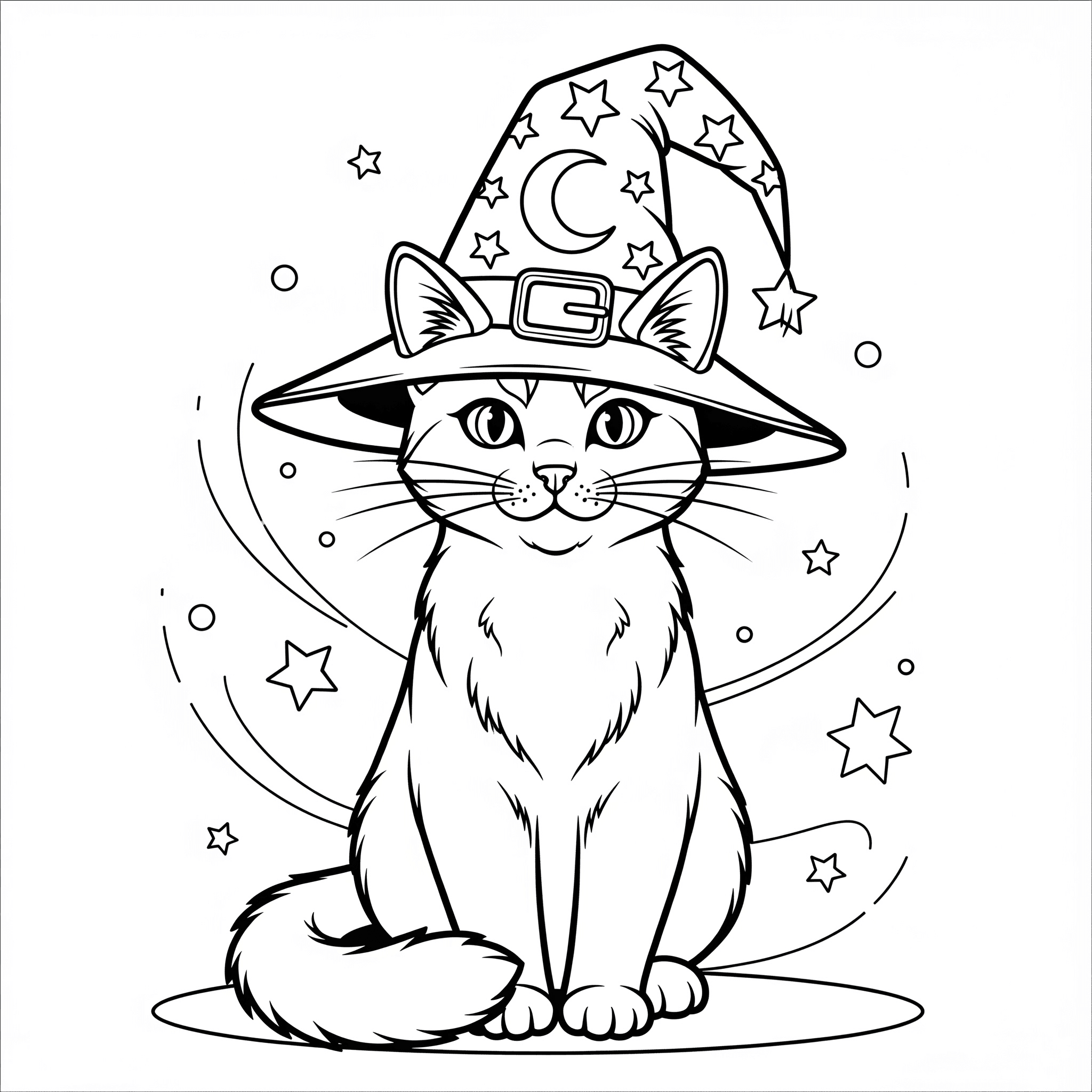 Cat with a Hat Coloring Page