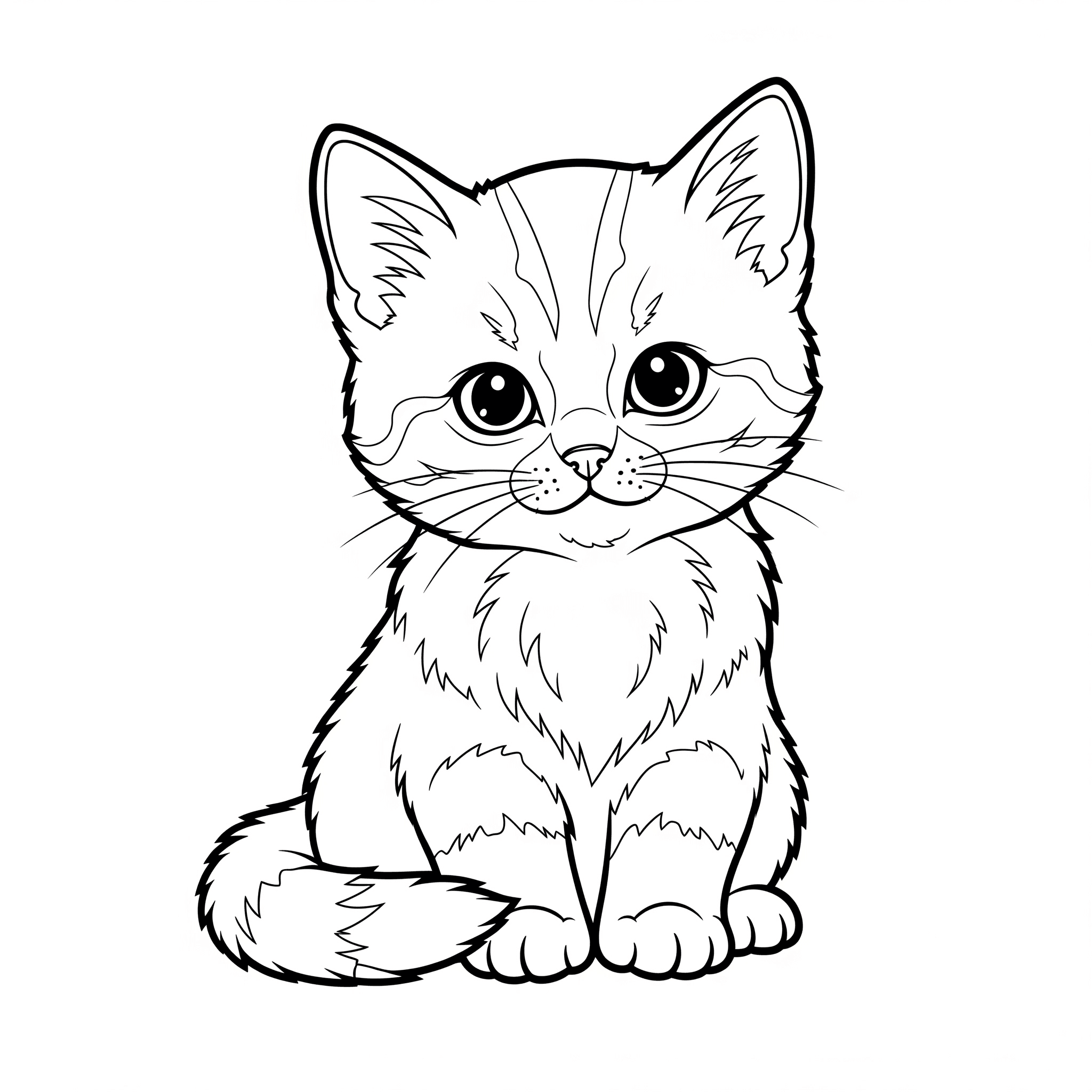 Fluffy Cat Coloring Page