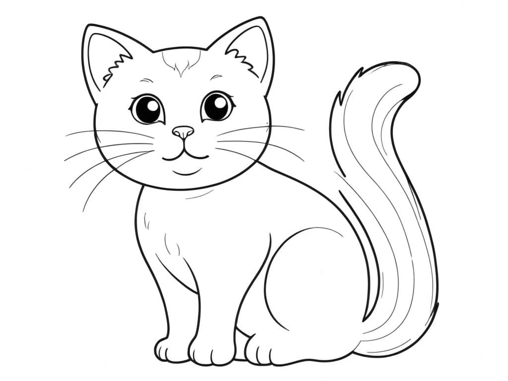 Watching Cat Coloring Page
