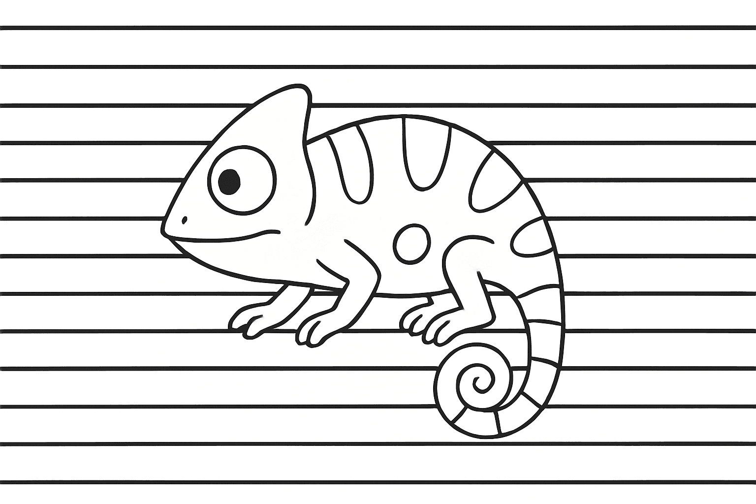 Chameleon on a Striped Background