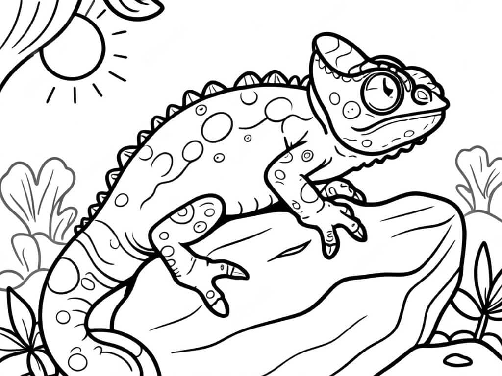 Chameleon Resting on a Rock