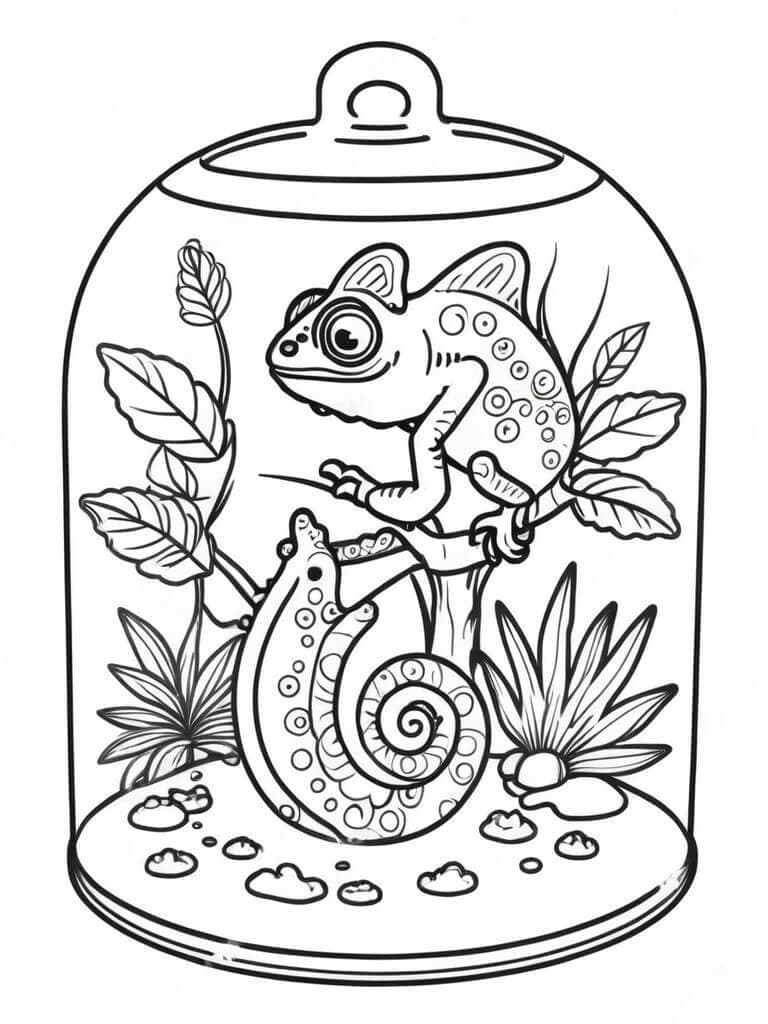 Chameleon Shedding in a Terrarium