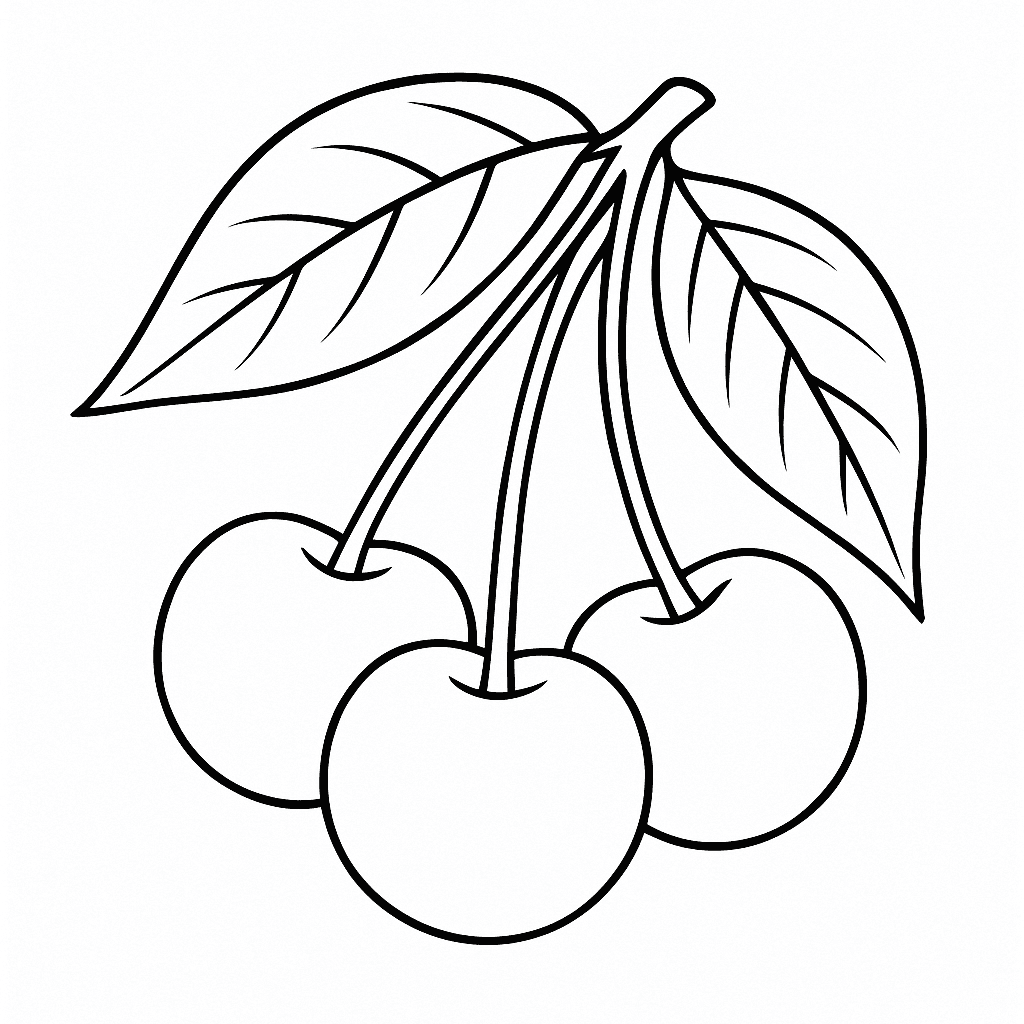 Cherries on a Branch Coloring Page