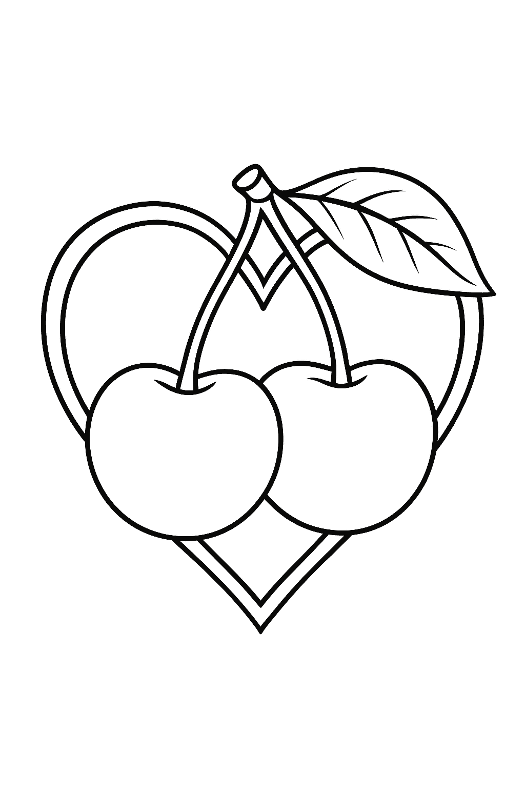 Cherries with Heart Coloring Page