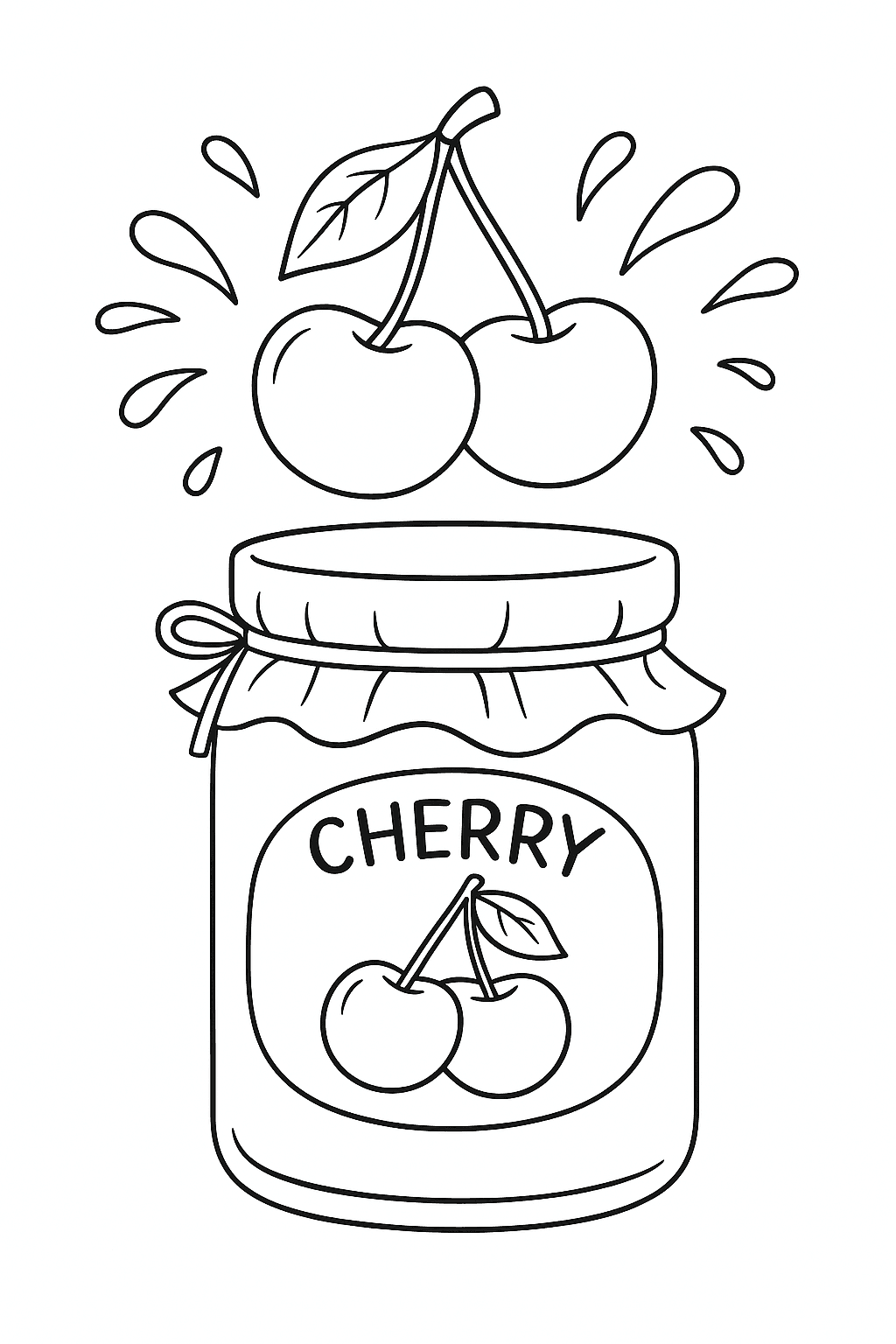 Cherry Jam in a Jar Coloring Page