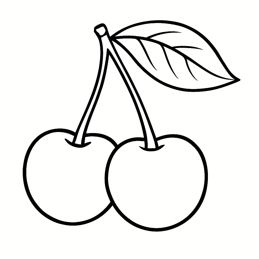 Double Cherries Coloring Page