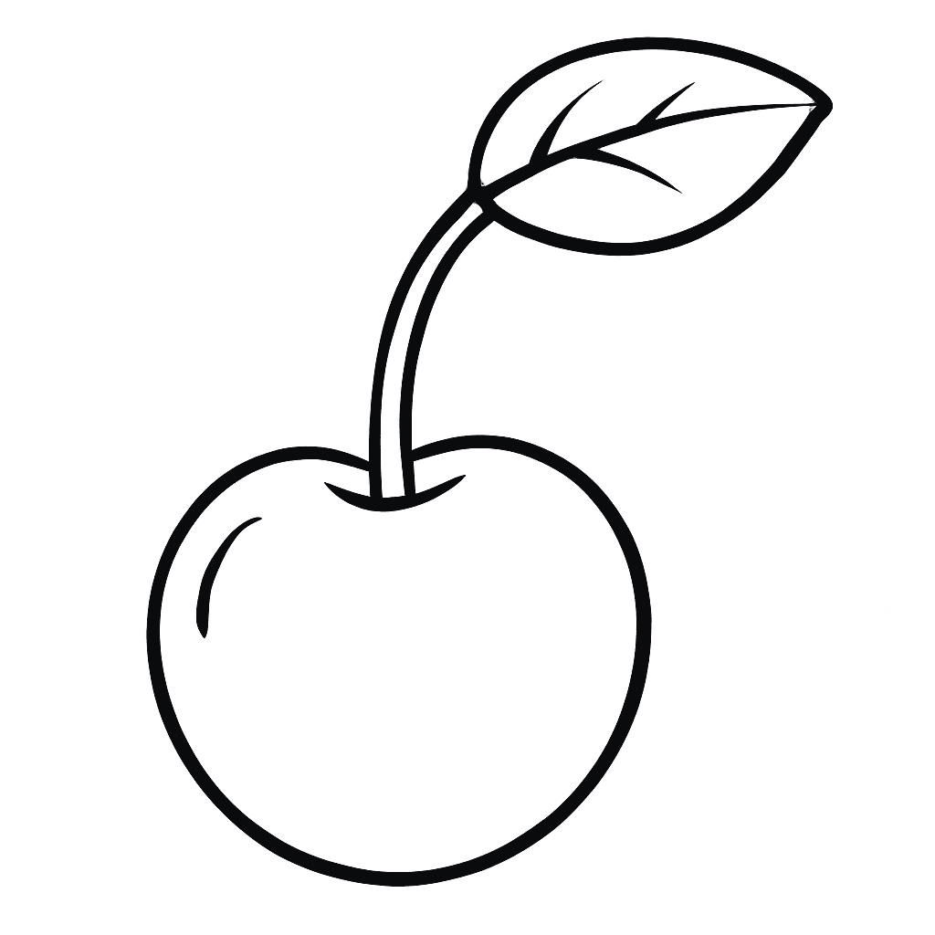 Simple Cherry Coloring Page