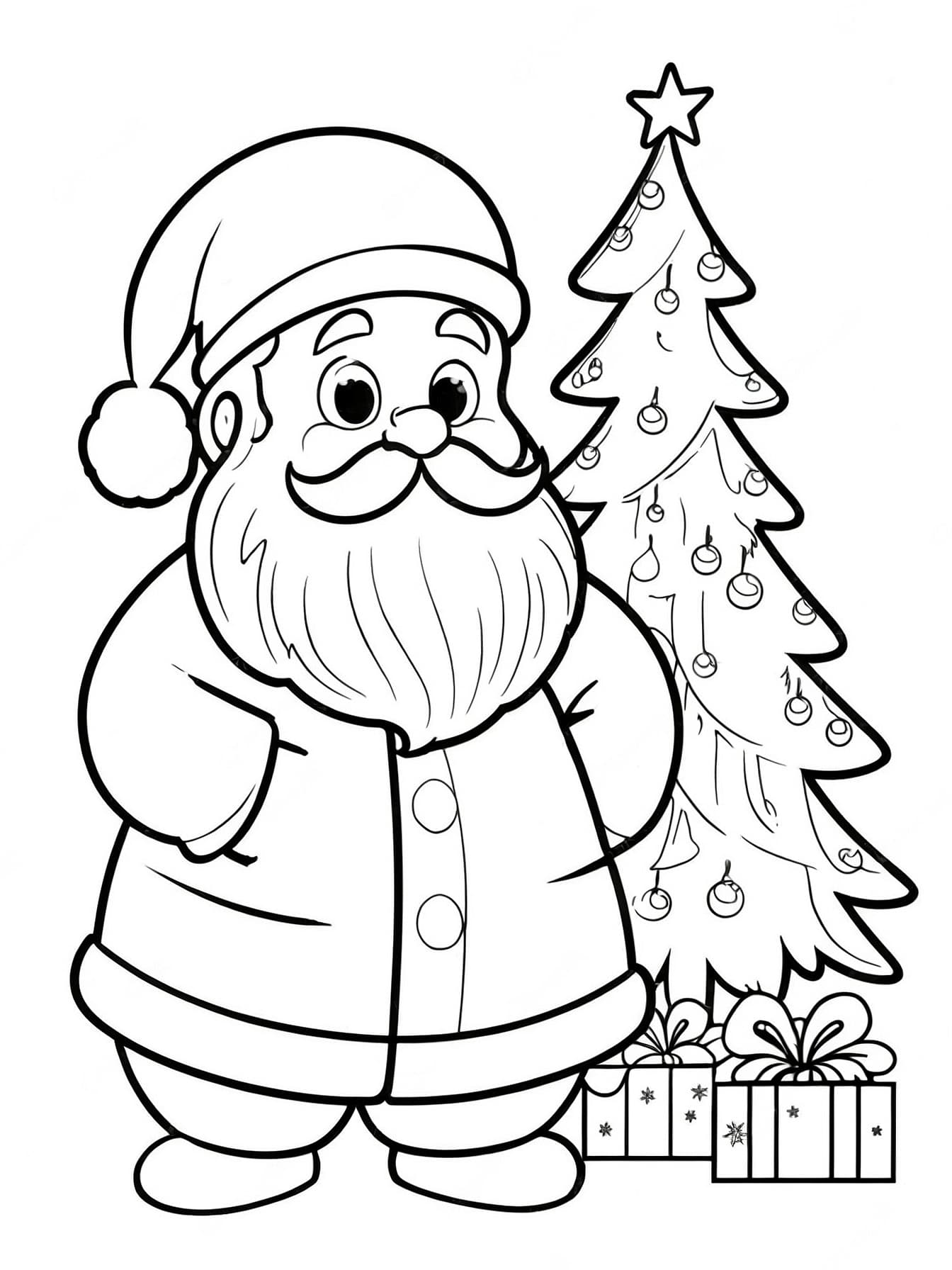 Christmas Tree with Santa Coloring Page 6
