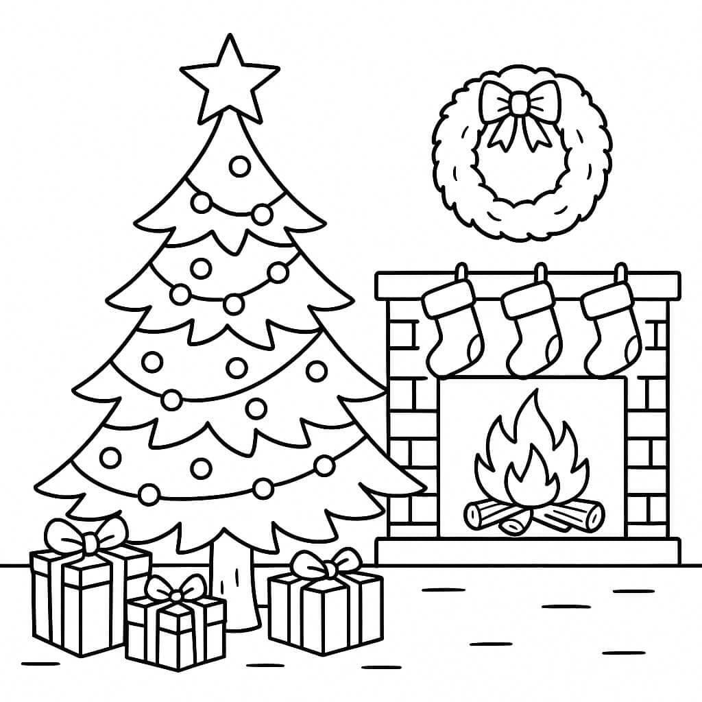 Christmas Tree in the Snow Coloring Page