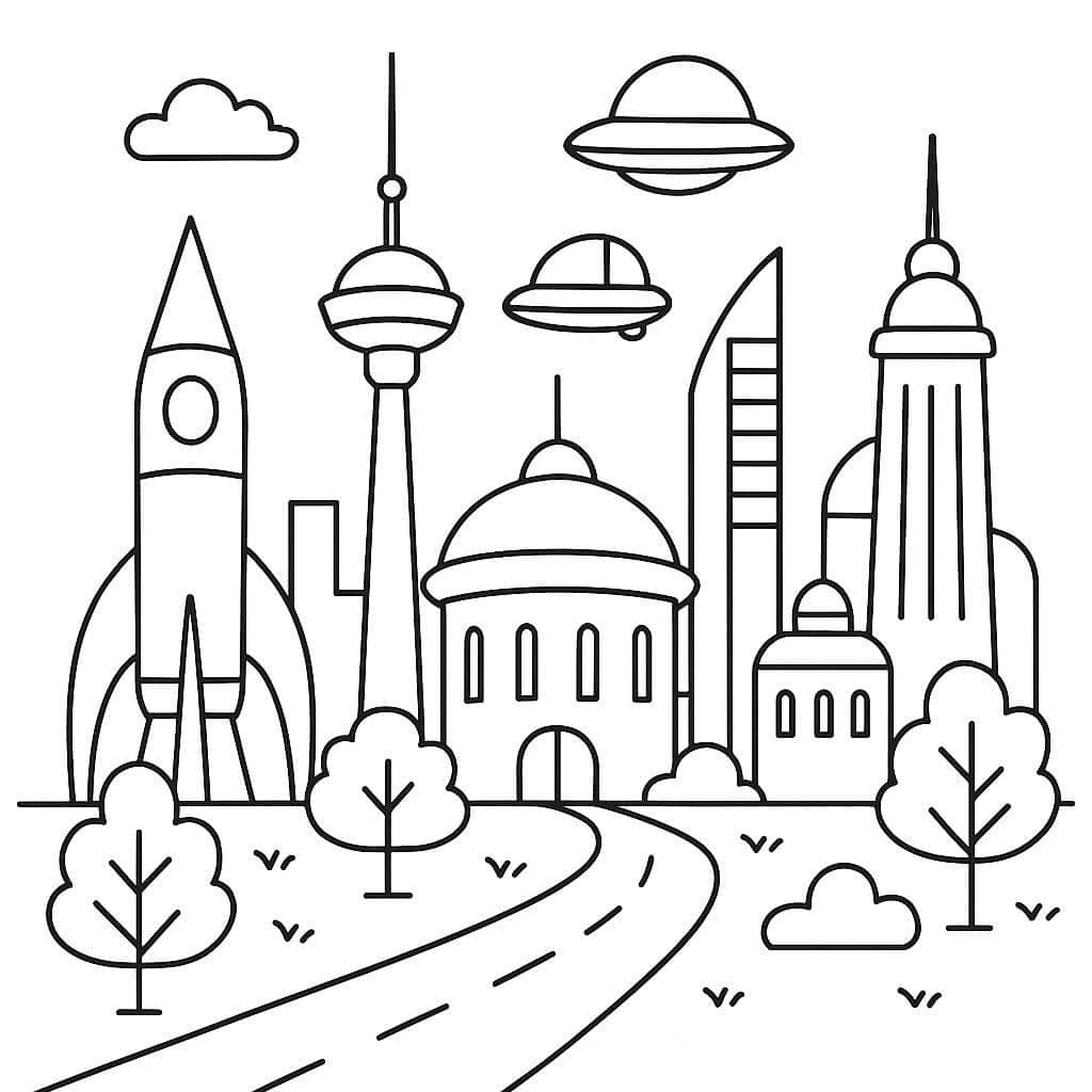 Future city coloring page