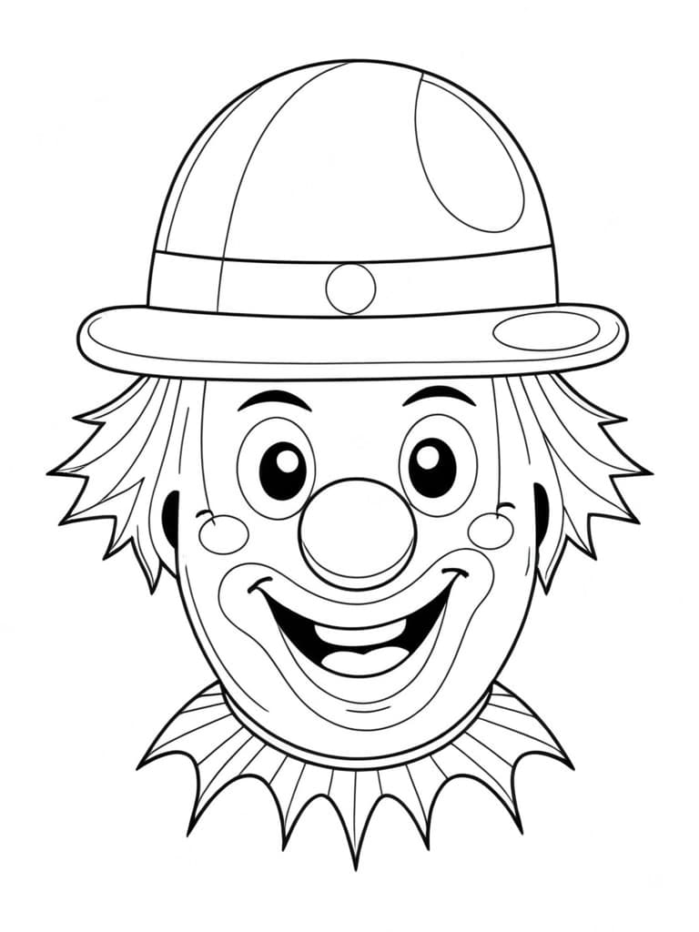 Clown with Hat Coloring Page