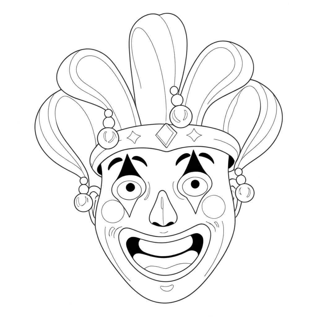 Clown with Mask Coloring Page