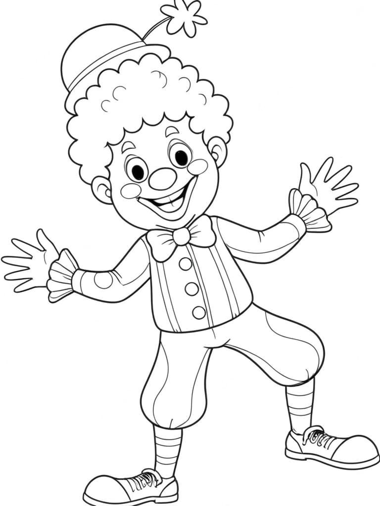 Dancing Clown Coloring Page