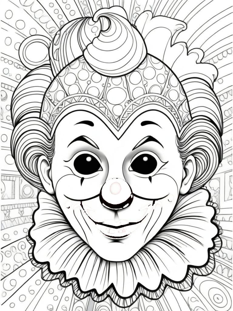 Detailed Clown Coloring Page