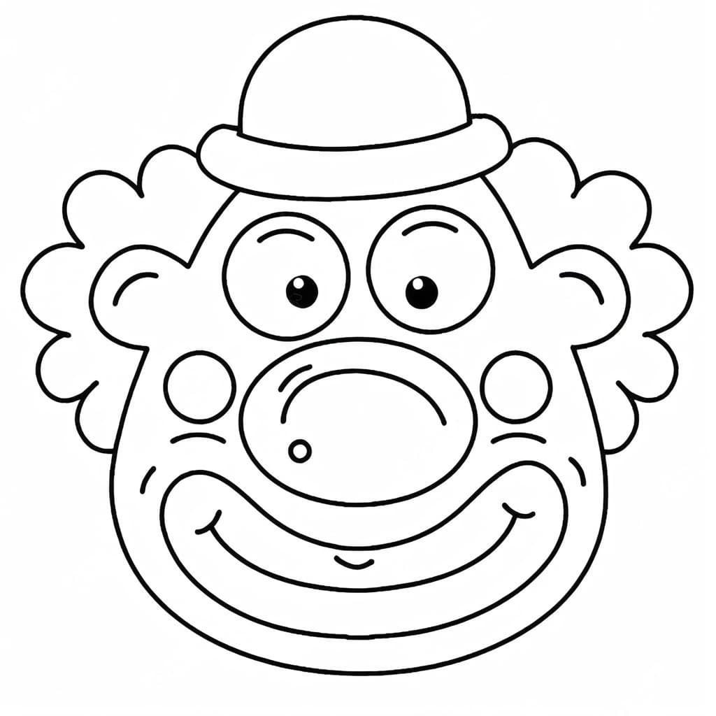 Simple Clown Coloring Page 2