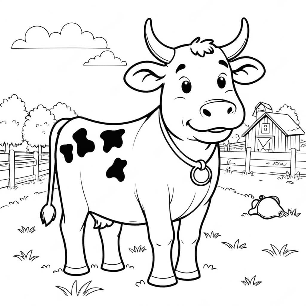 Cow in the Meadow Coloring Page