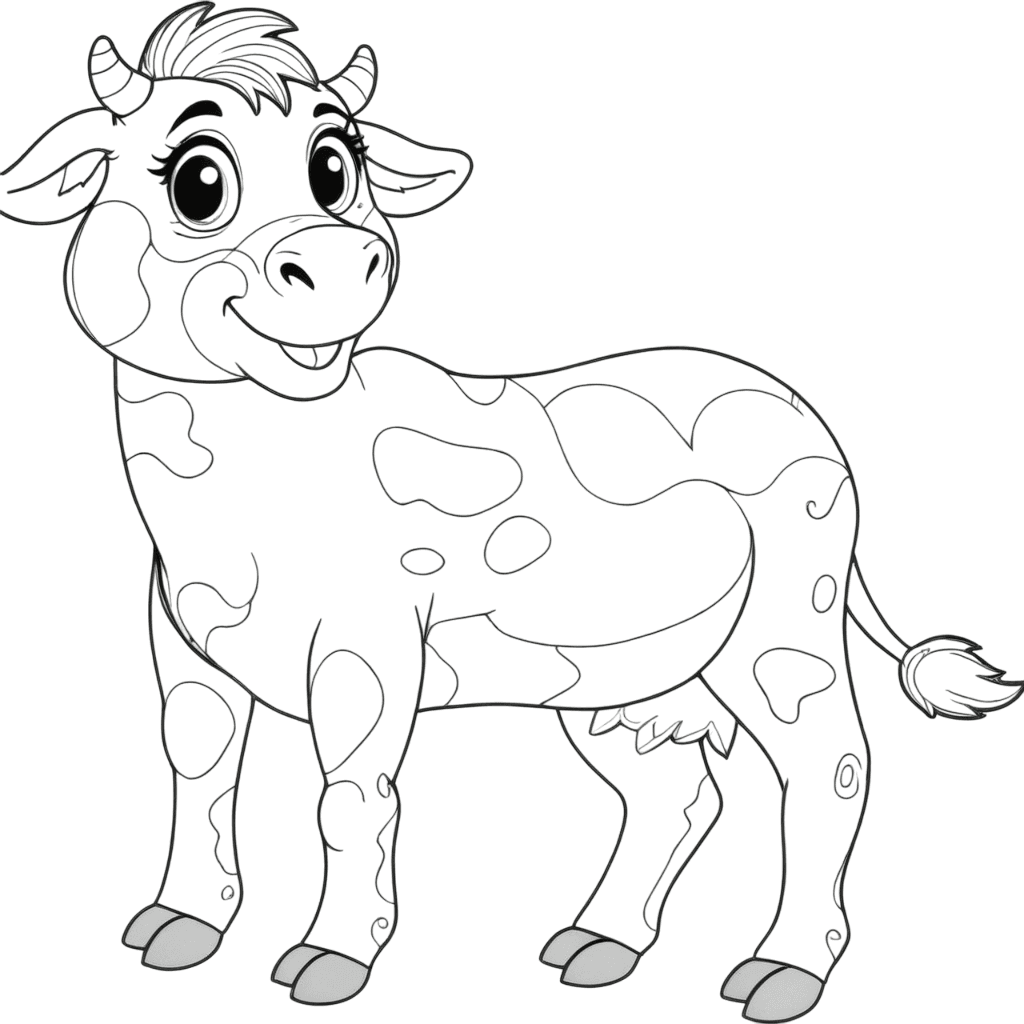 Happy Cow Coloring Page