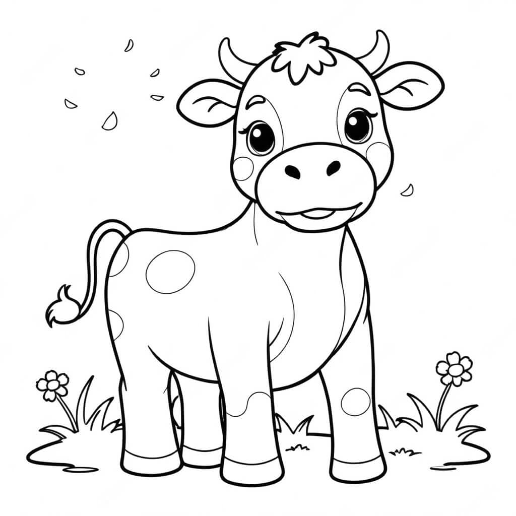 Young Cow Coloring Page