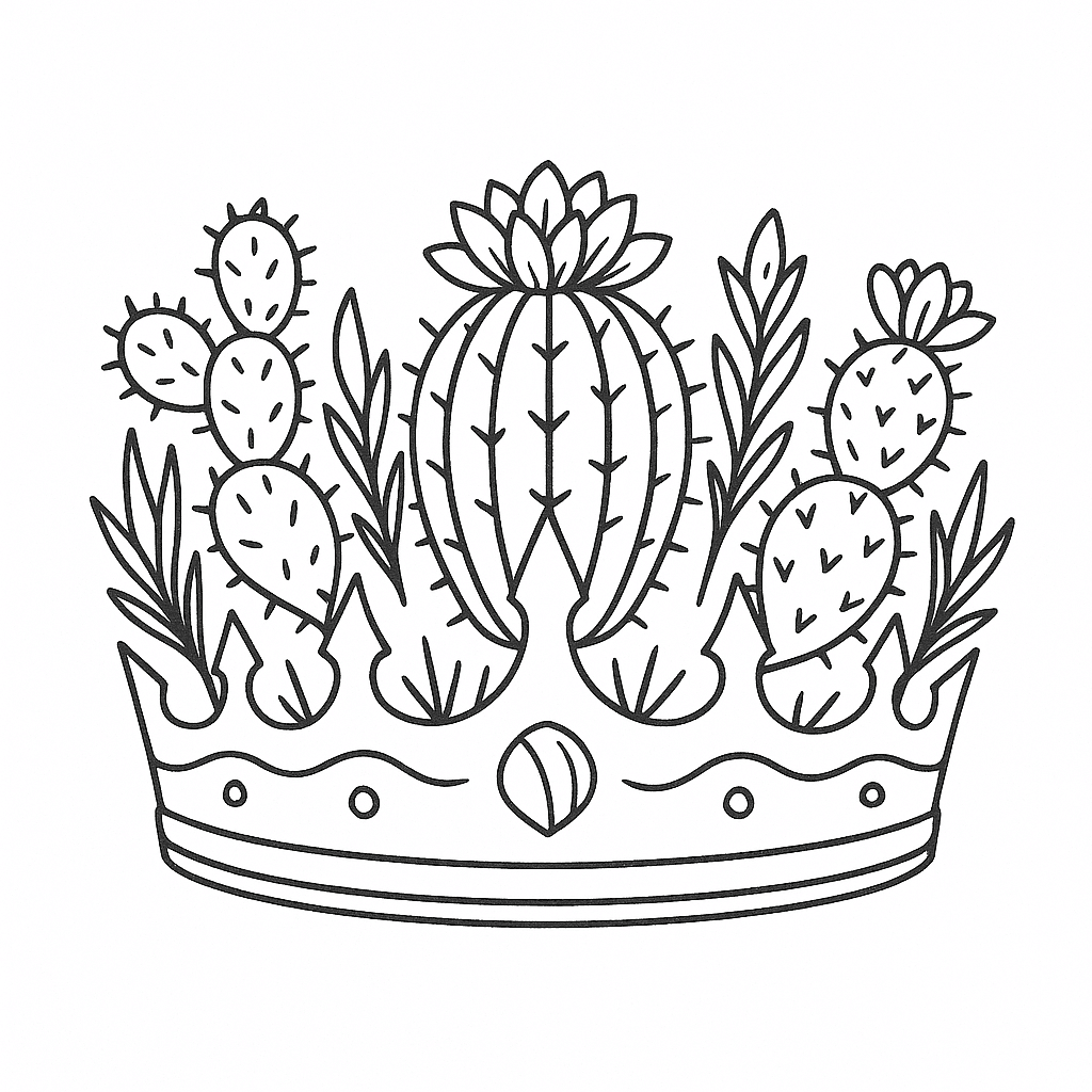 Cactus Crown Coloring Page