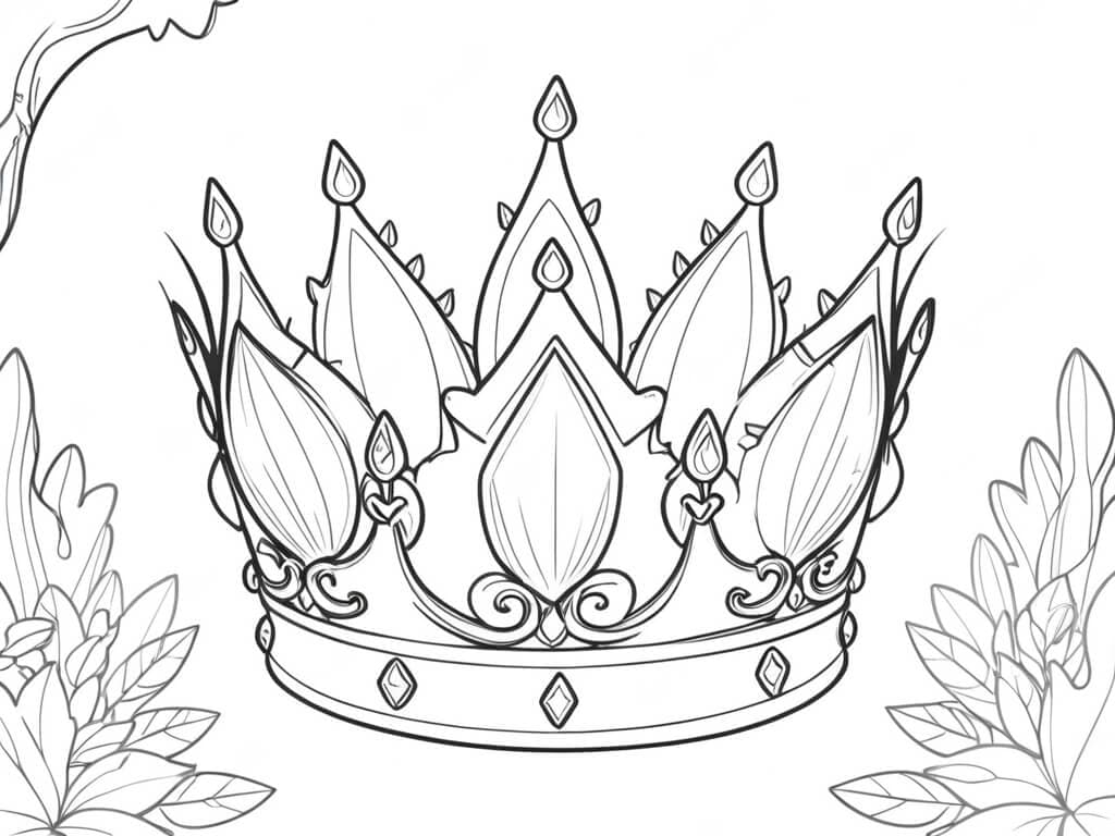 Nature Crown Coloring Page