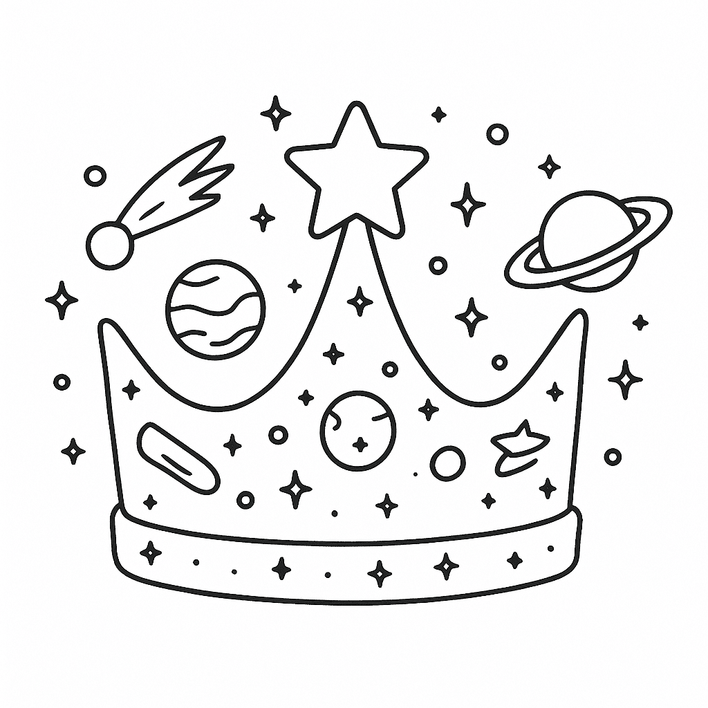 Planet Crown Coloring Page