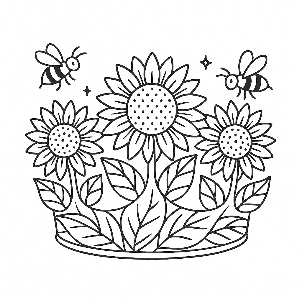 Sunflower Crown Coloring Page