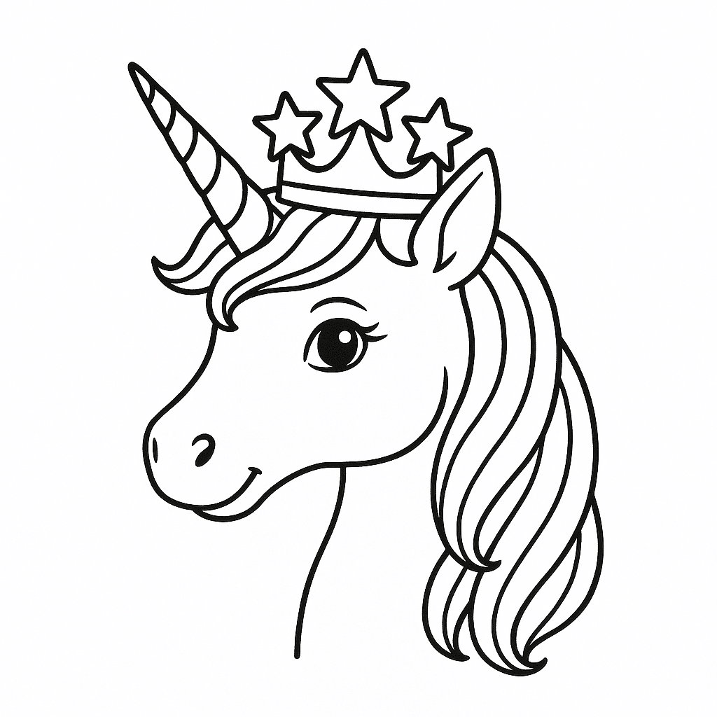 Unicorn Crown Coloring Page