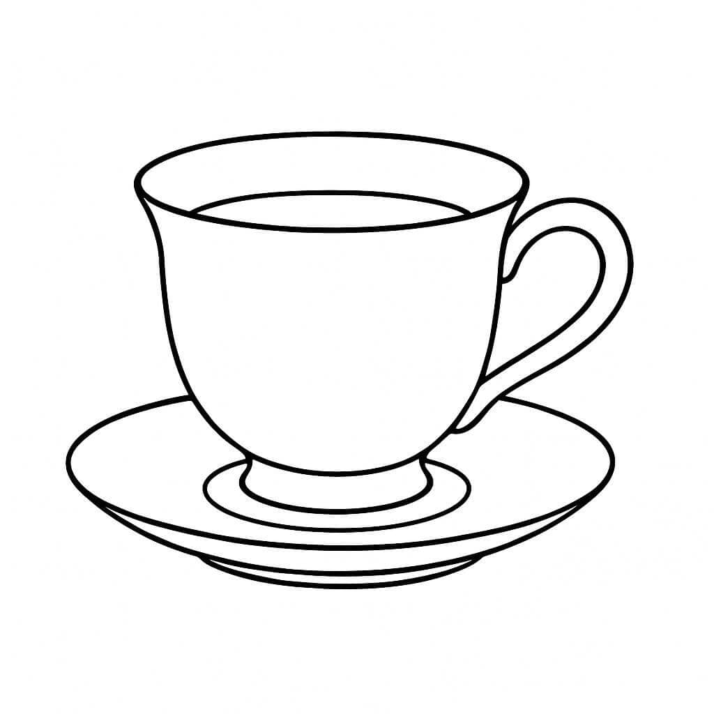 Cup with Saucer Coloring Page