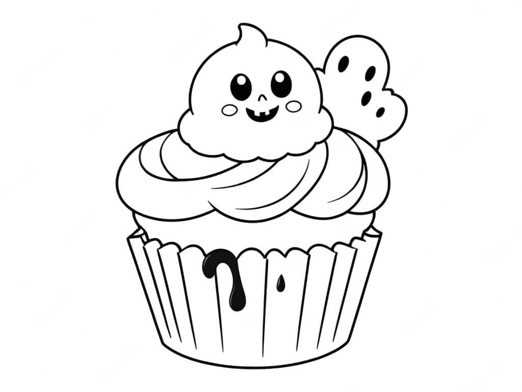 Halloween Cupcake Coloring Page