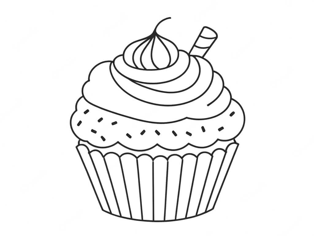 Meringue Cupcake Coloring Page