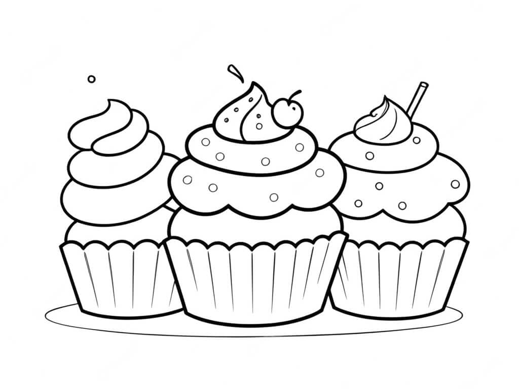 Multiple Cupcakes Coloring Page