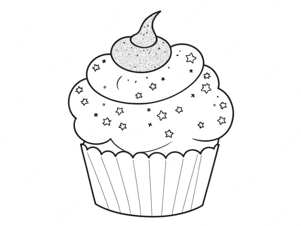 Star Cupcake Coloring Page