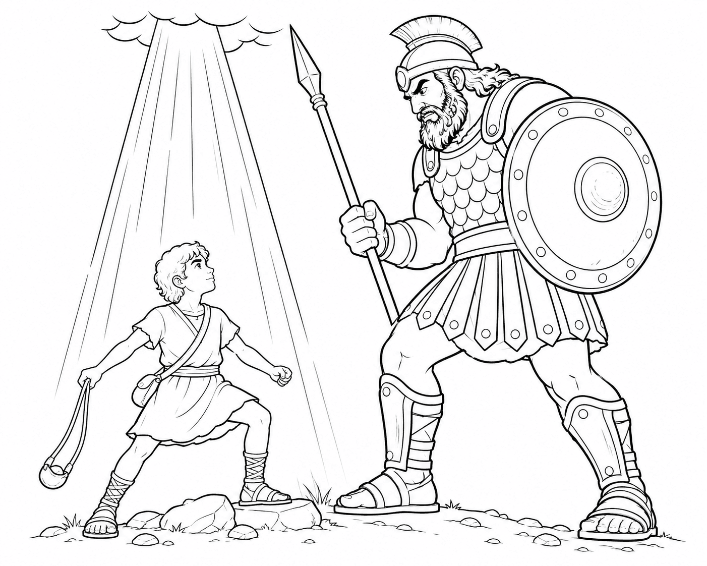 David Against Goliath Coloring Page