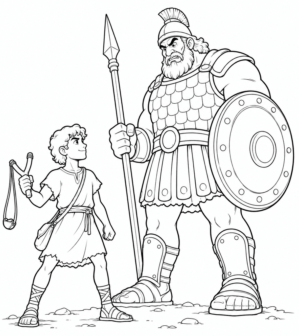 David and Goliath Coloring Page