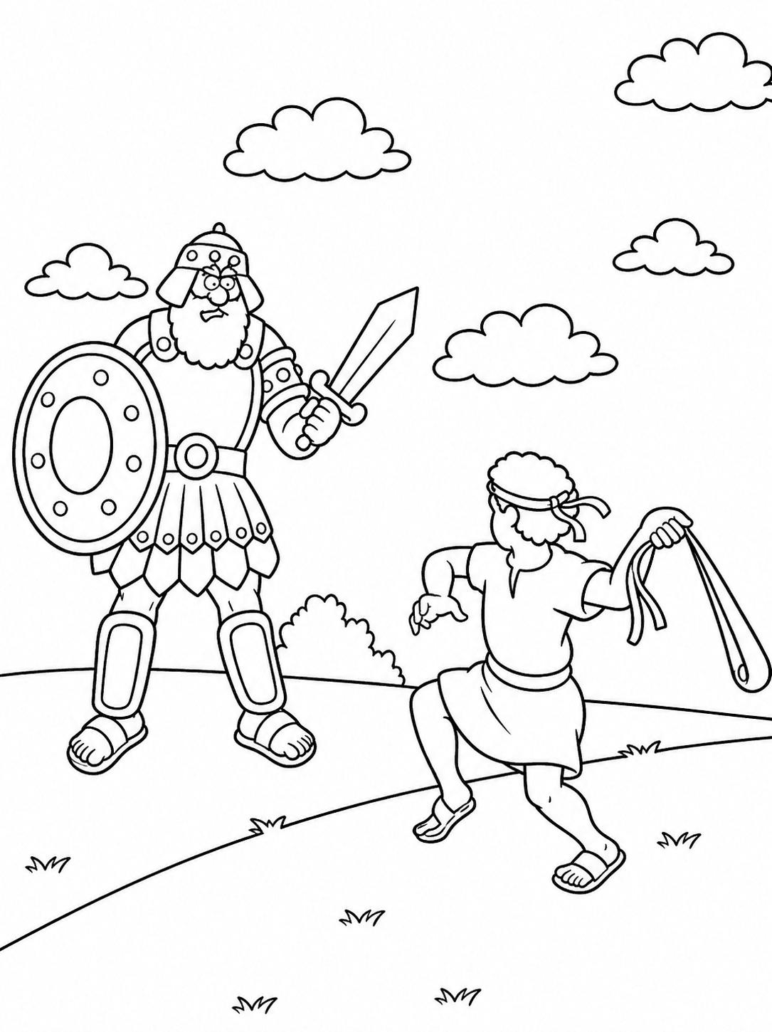 David Versus Goliath Coloring Page