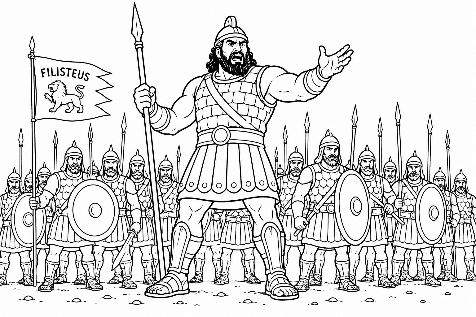 Goliath and the Philistines Coloring Page