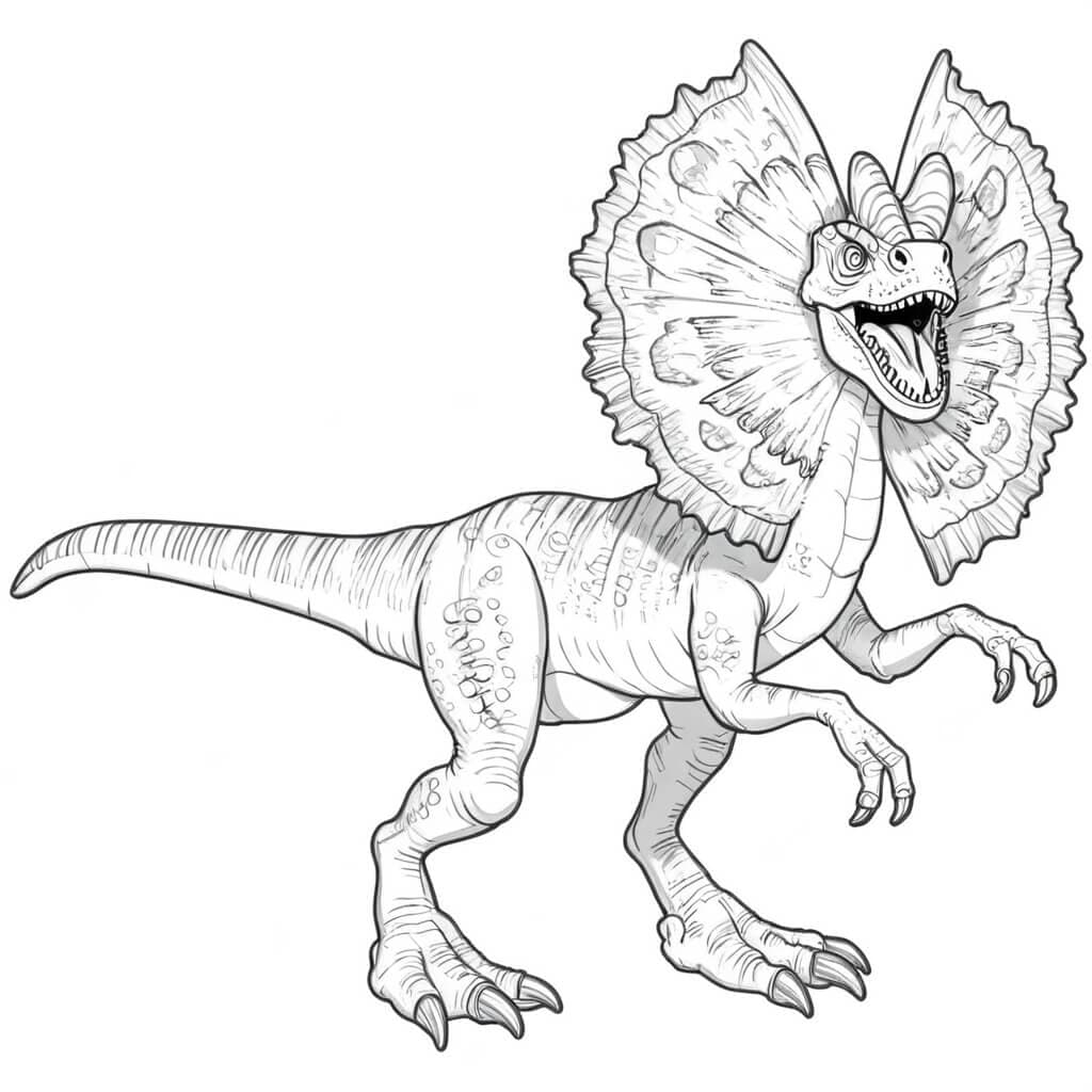 Dilophosaurus with Raised Crest Coloring Page