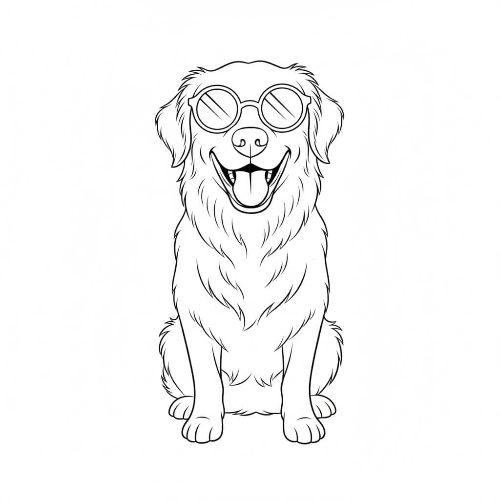 Dog Wearing Sunglasses Coloring Page