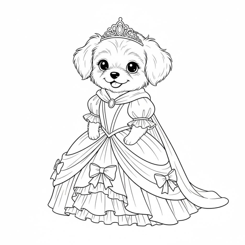 Princess Puppy Coloring Page