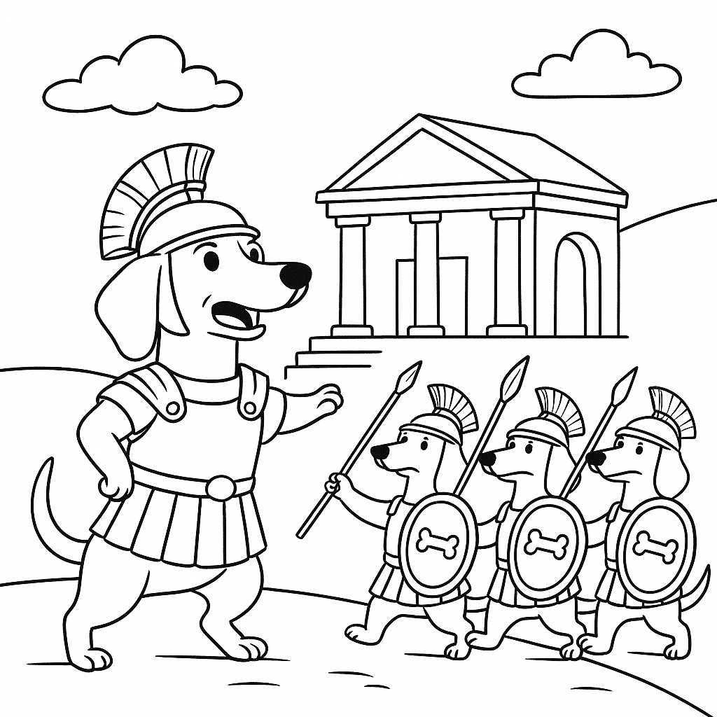 Roman Dachshund Coloring Page