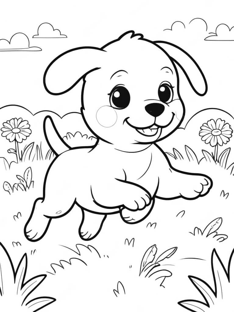 Running Puppy Coloring Page