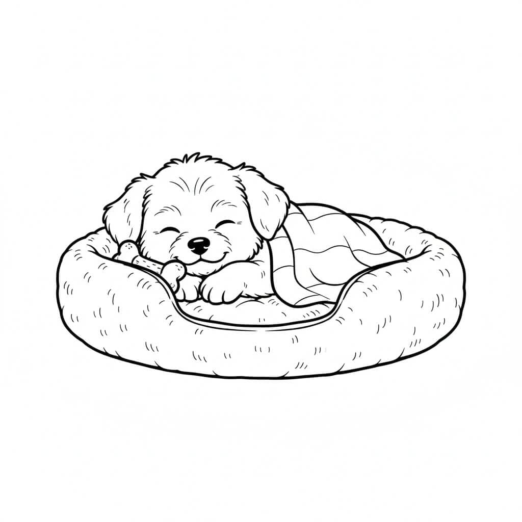 Sleeping Dog Coloring Page