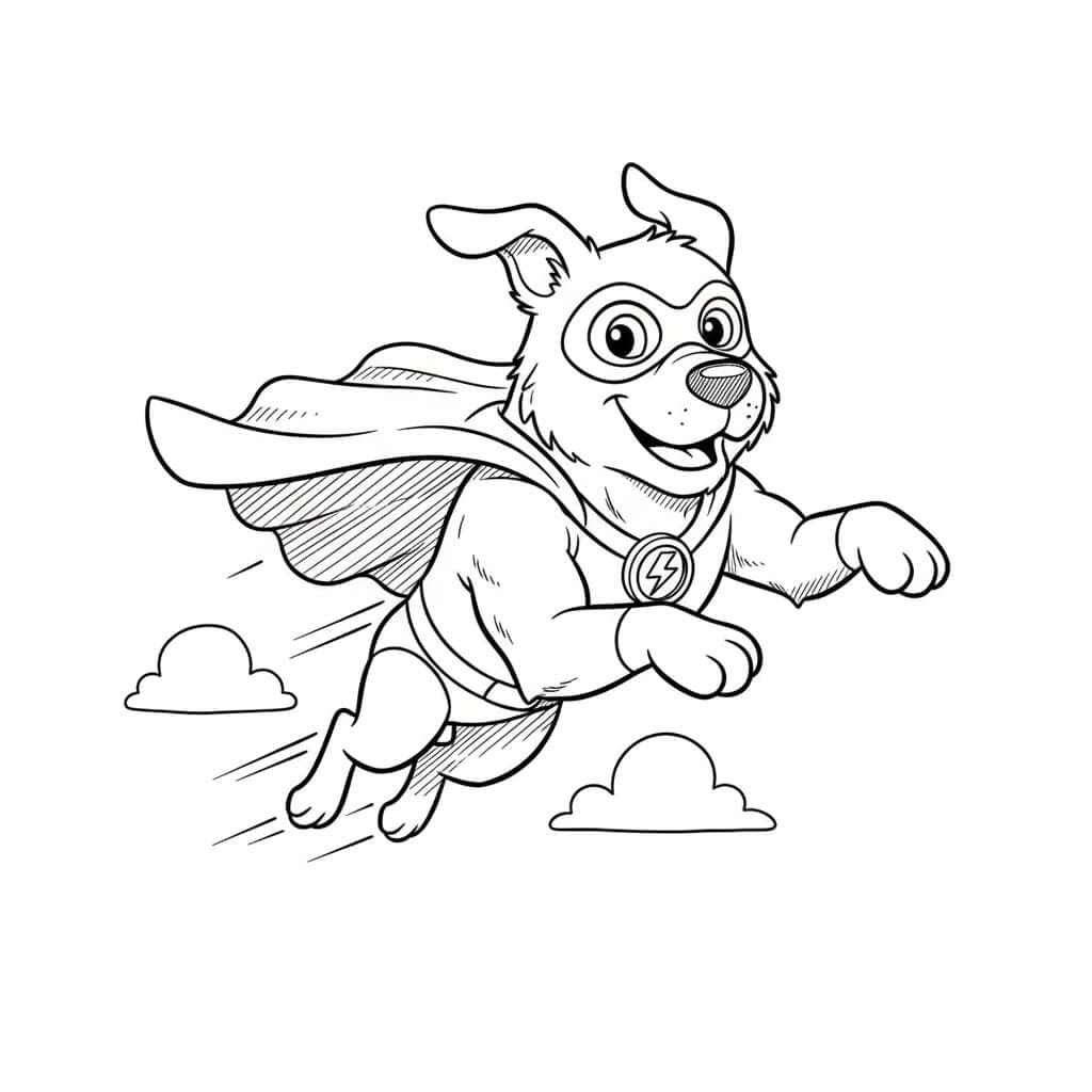 Superhero Dog Coloring Page