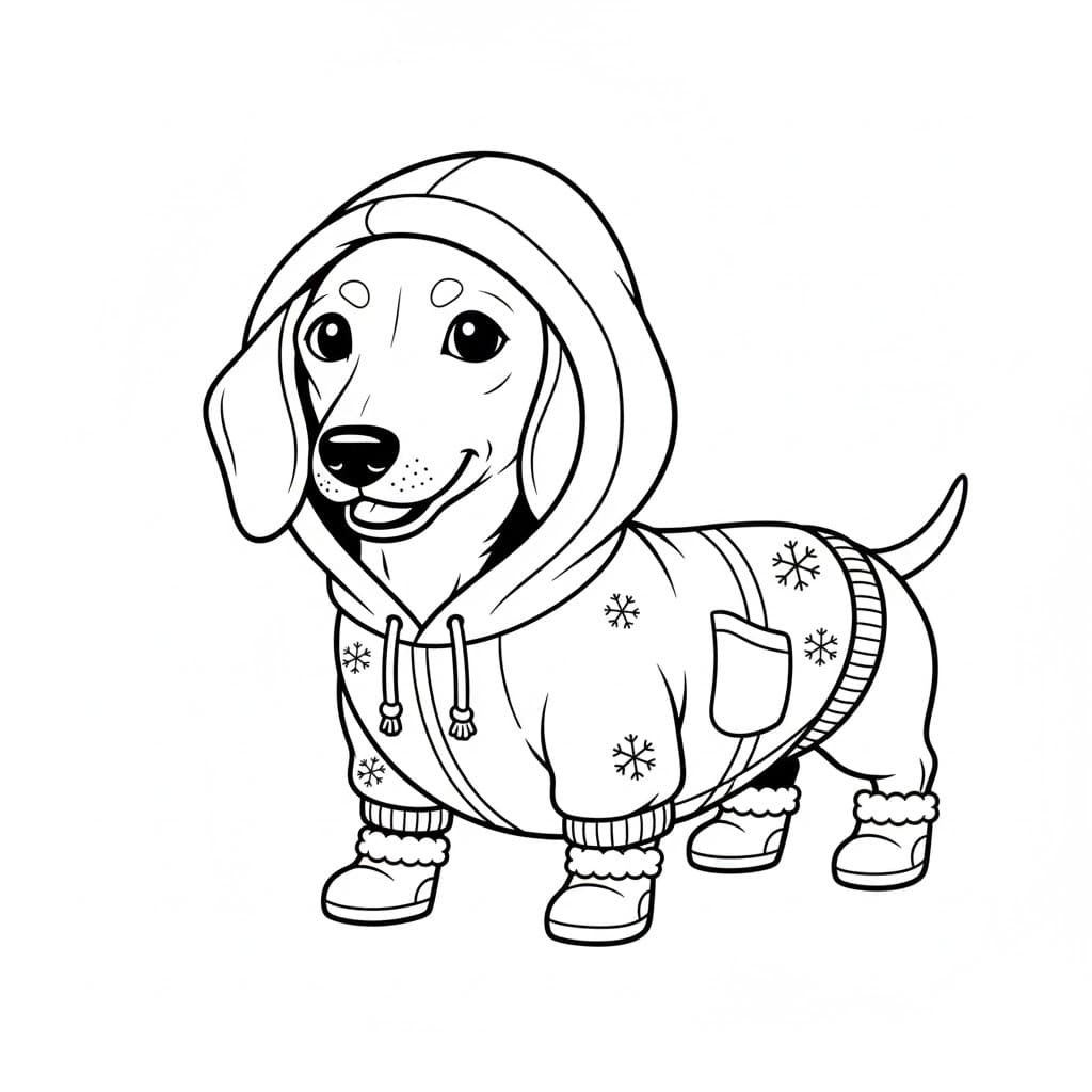 Winter Dog Coloring Page